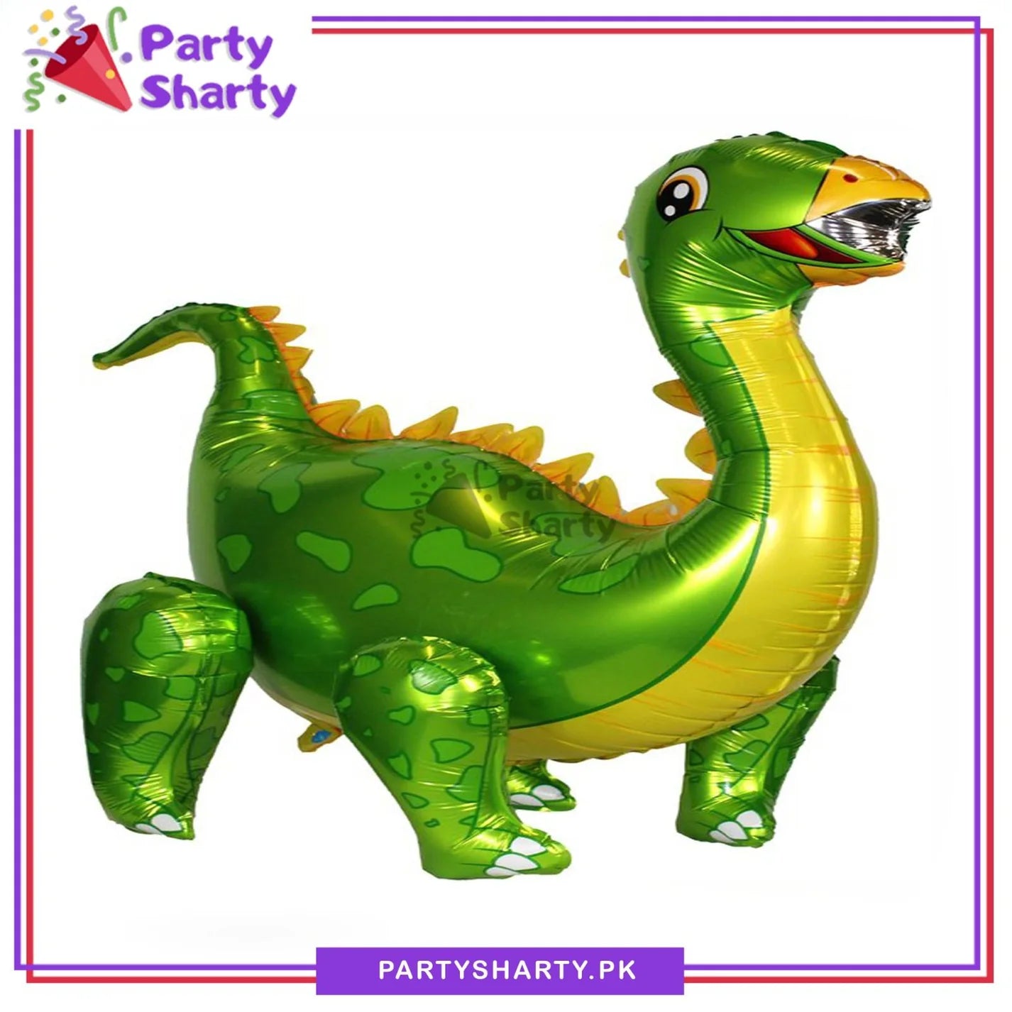 Large 3D Green Brontosaurus Dinosaur Foil Balloon for Dinosaur Theme Celebration & Decoration