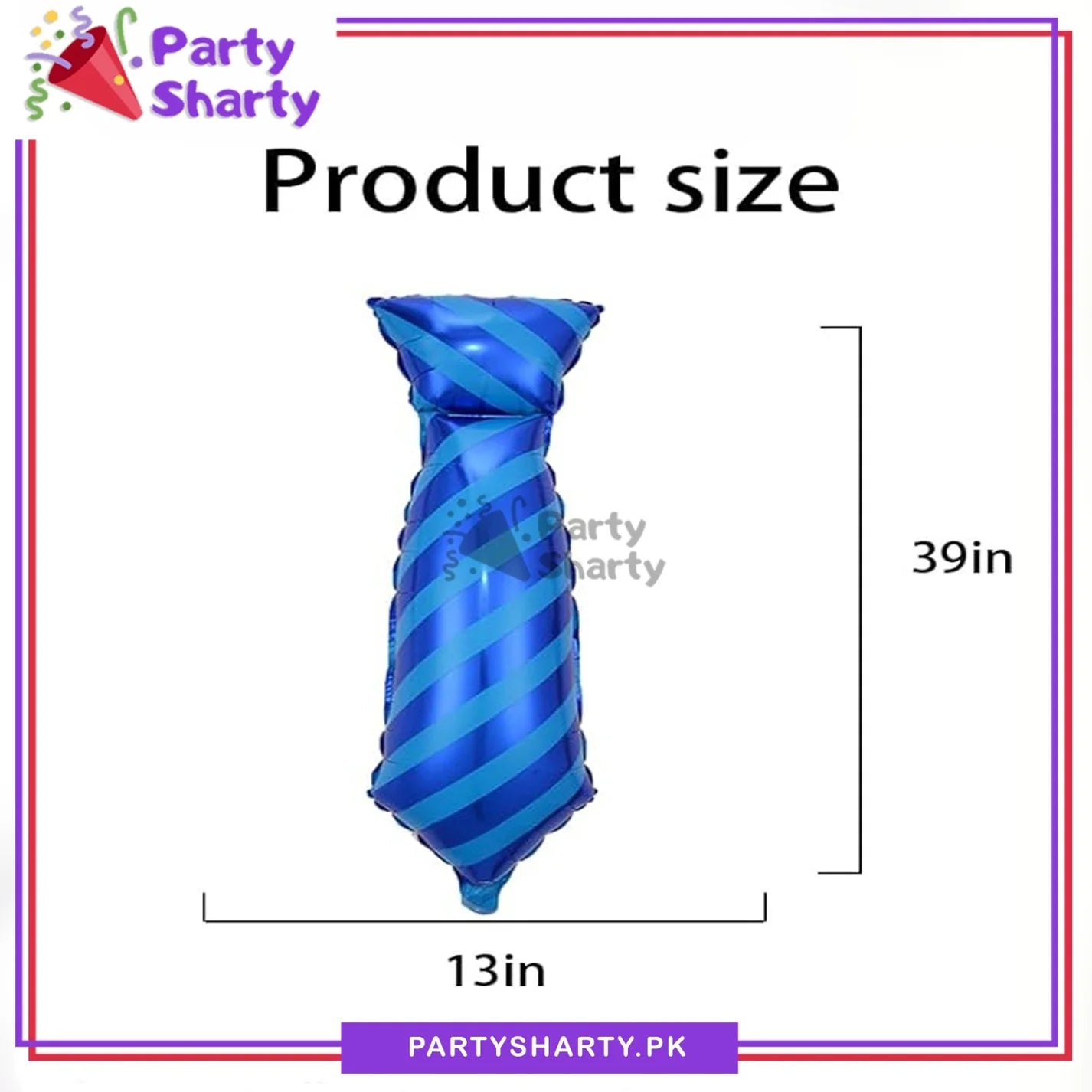 Blue Necktie Shaped Foil Balloon For Father's Day Decorations & Celebrations
