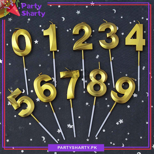 Large Size 3D Number Candles Golden For Birthday, Anniversary Cake Decoration and Celebration