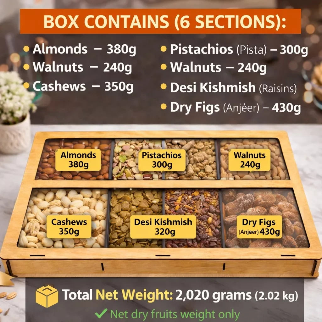 Dry Fruits wooden box VIP 6 Section
