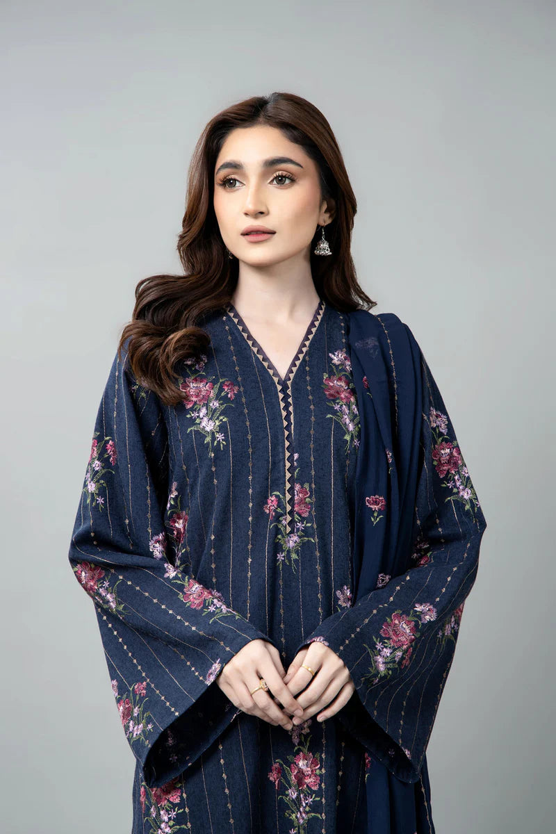 EMBROIDERED COTTON KARANDI 3 PCS (UNSTITCHED