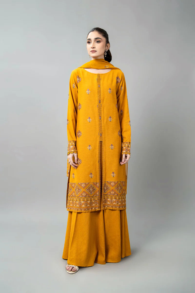 EMBROIDERED COTTON KARANDI 3 PCS (UNSTITCHED)