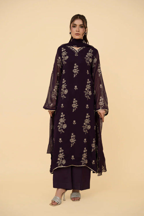 EMBROIDERED & EMBELISHED CHIFFON 3 PCS (UNSTITCHED)