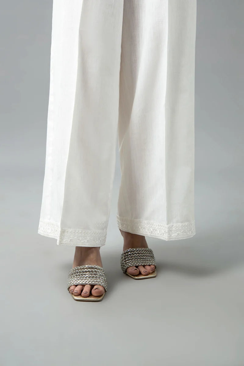 EMBROIDERED SLUB KHADDAR TROUSER
