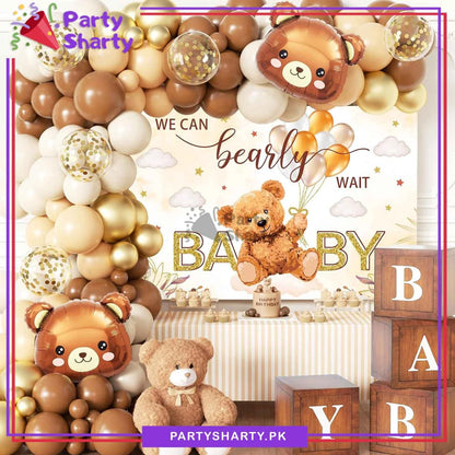 100pcs We Can Bearly Wait Teddy Bear Theme Balloons Set For Party Decoration & Celebration