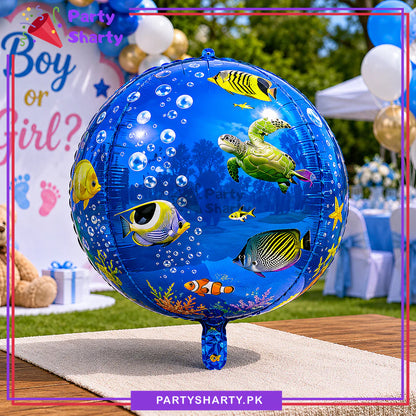 22inches 4D Big Ocean Sea Creatures Orbz Foil Balloon for Under The Sea Theme Decoration