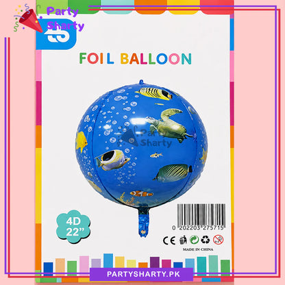 22inches 4D Big Ocean Sea Creatures Orbz Foil Balloon for Under The Sea Theme Decoration