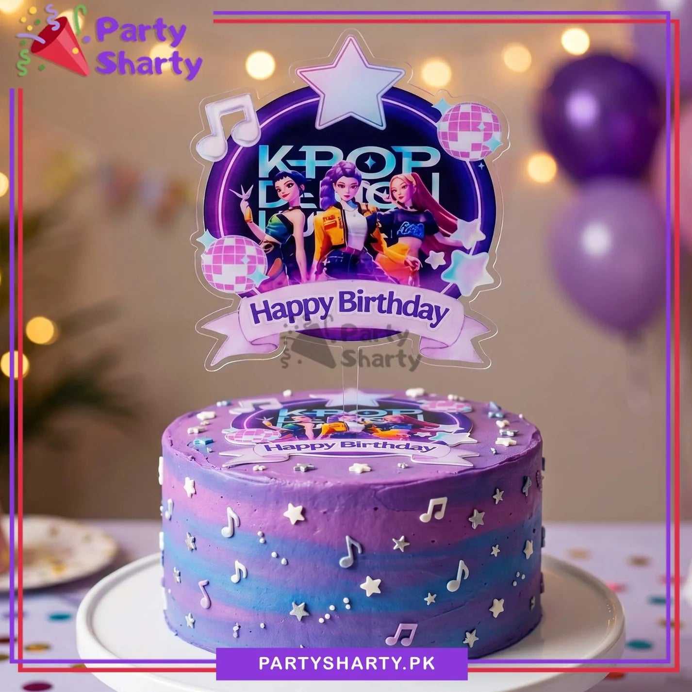 K-Pop Demon Hunters Theme Acrylic Cake Topper For Birthday Decoration & Celebration