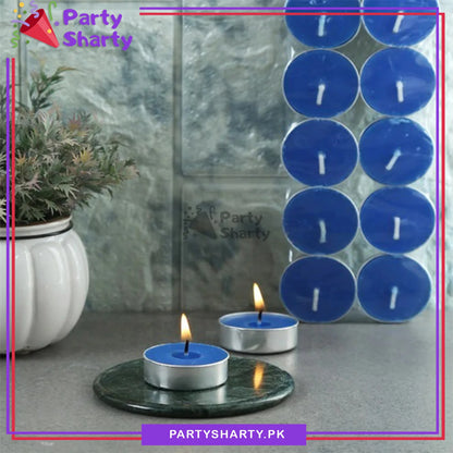 [color:blue] blue candle front view
