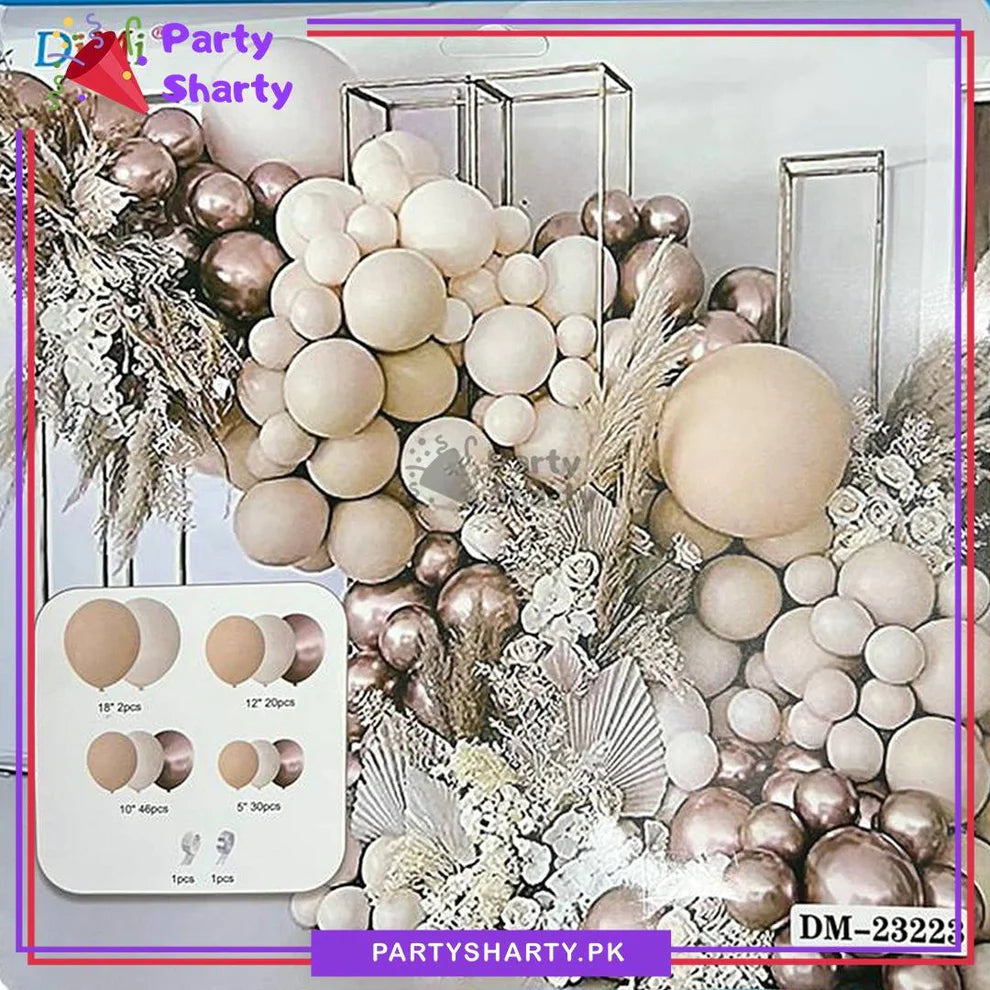 100pcs Apricot, Sand White & Champagne Gold Metallic Balloons Garland Kit for Party Decorations