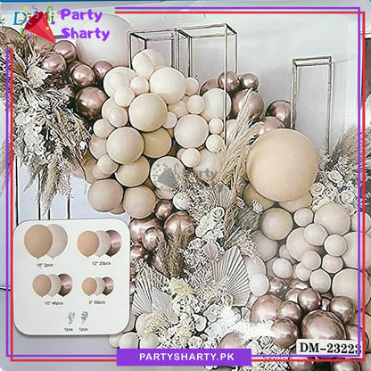100pcs Apricot, Sand White & Champagne Gold Metallic Balloons Garland Kit for Party Decorations