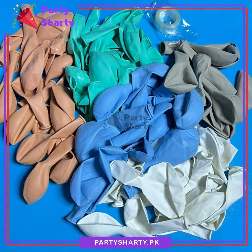 100pcs Apricot, Sand White, Sea Green, White & Baby Blue Latex Balloons Garland Set For Party Decoration
