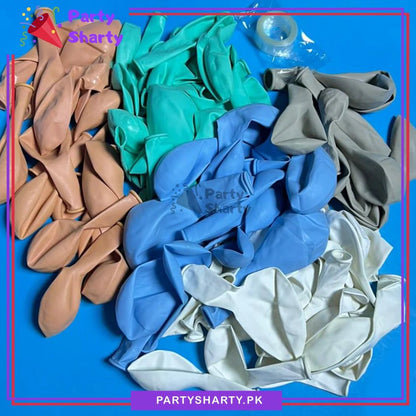 100pcs Apricot, Sand White, Sea Green, White & Baby Blue Latex Balloons Garland Set For Party Decoration