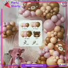100pcs Baby Pink, Apricot & Mocha Brown with Teddy Bear Head Foil Balloons Garland Theme Set For Party Decoration And Celebration