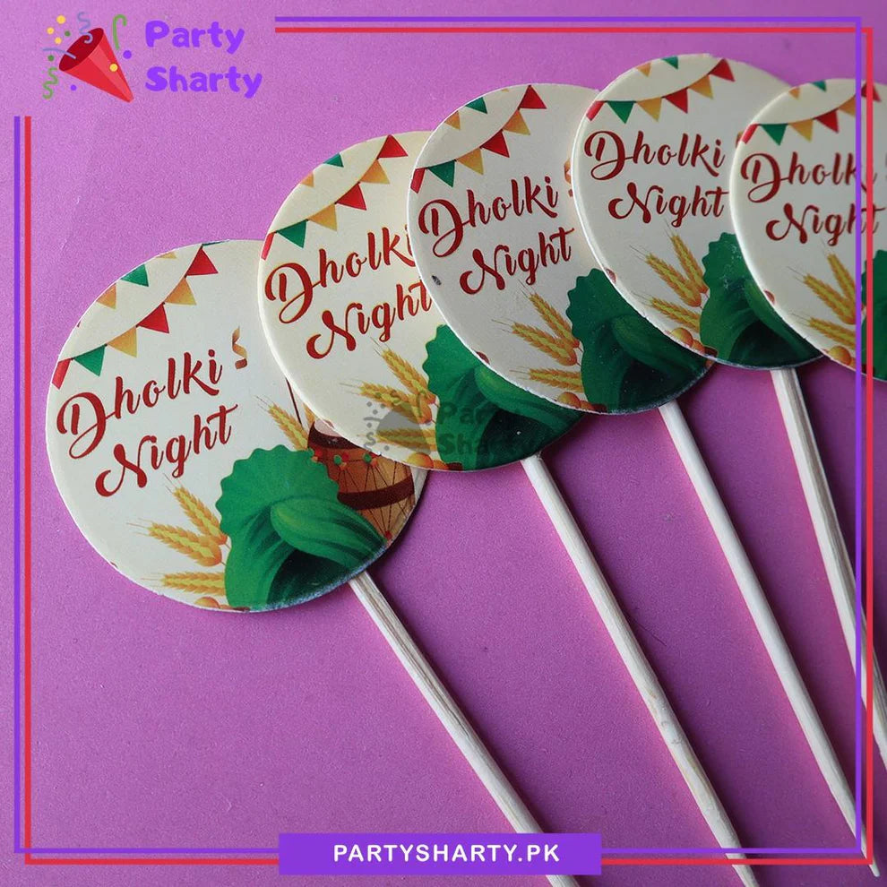 Small Dholki Night Mithai / Cup Cake Toppers For Dholki Decoration & Celebration