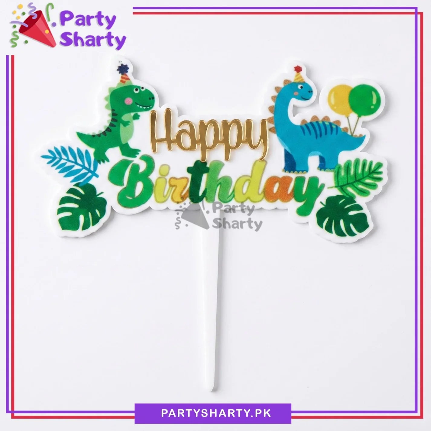 Little Dinosaur Theme Happy Birthday Acrylic Cake Topper For Theme Decoration & Celebration