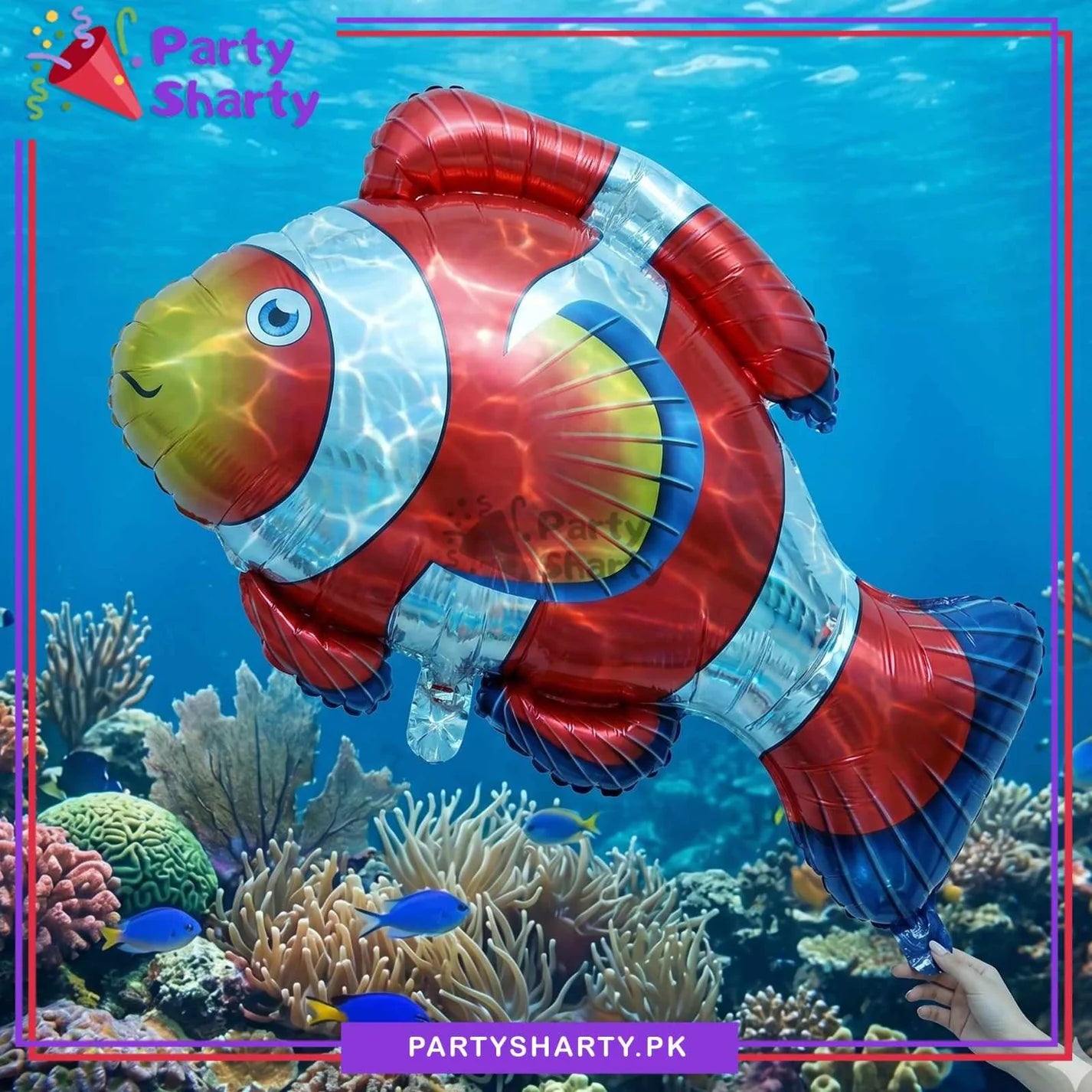 Red Tropical Fish Shaped Foil Balloon For Under The Sea Theme Party Decoration & Celebrations