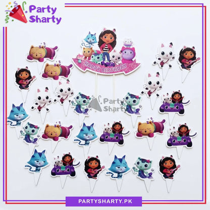 25pcs Gabby Doll House Theme Cake Toppers Set For Birthday Party Celebration & Decoration