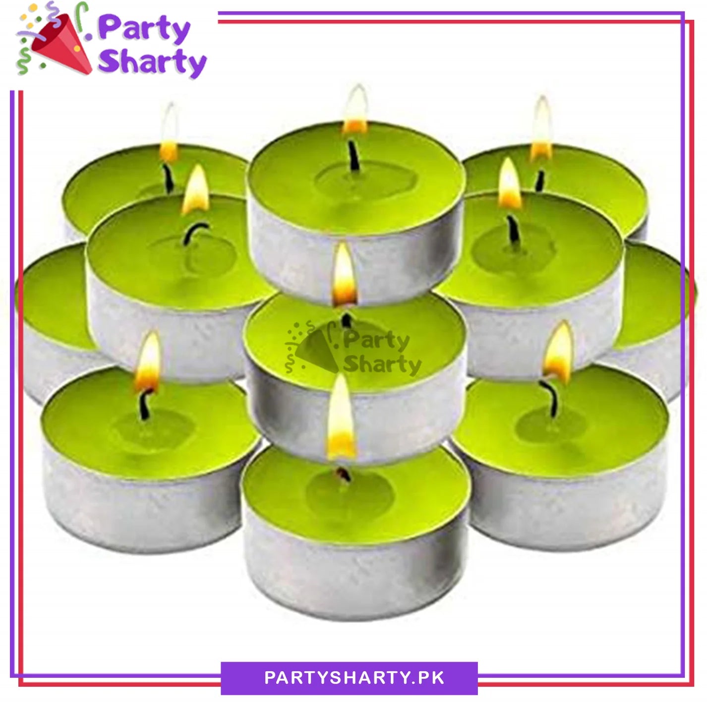 [color:Green] Green candle front view
