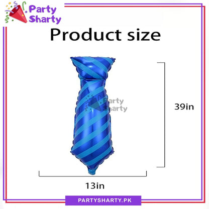 Blue Necktie Shaped Foil Balloon For Father's Day Decorations & Celebrations