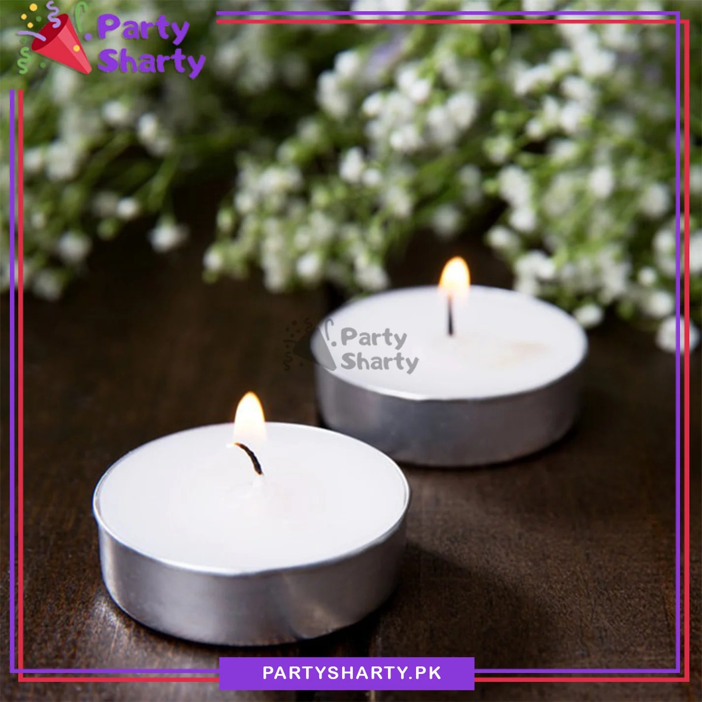 [color:White] White candle front view