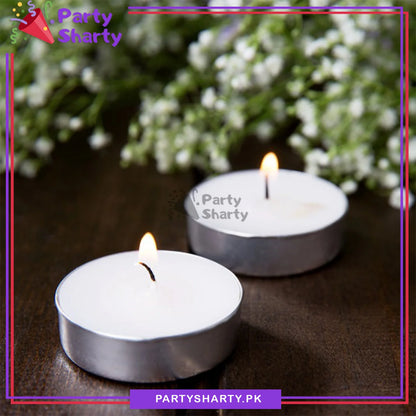 [color:White] White candle front view