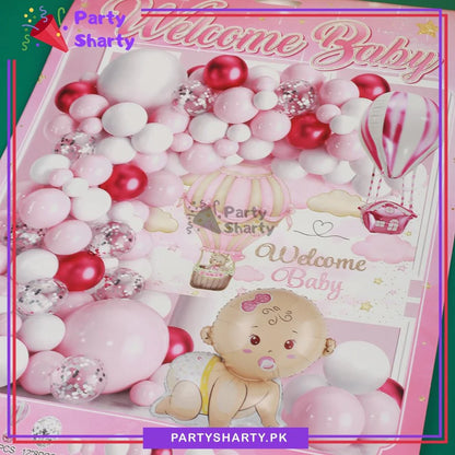 65pcs Welcome Baby Girl Theme Set for Welcome Baby Event Decoration & Celebration
