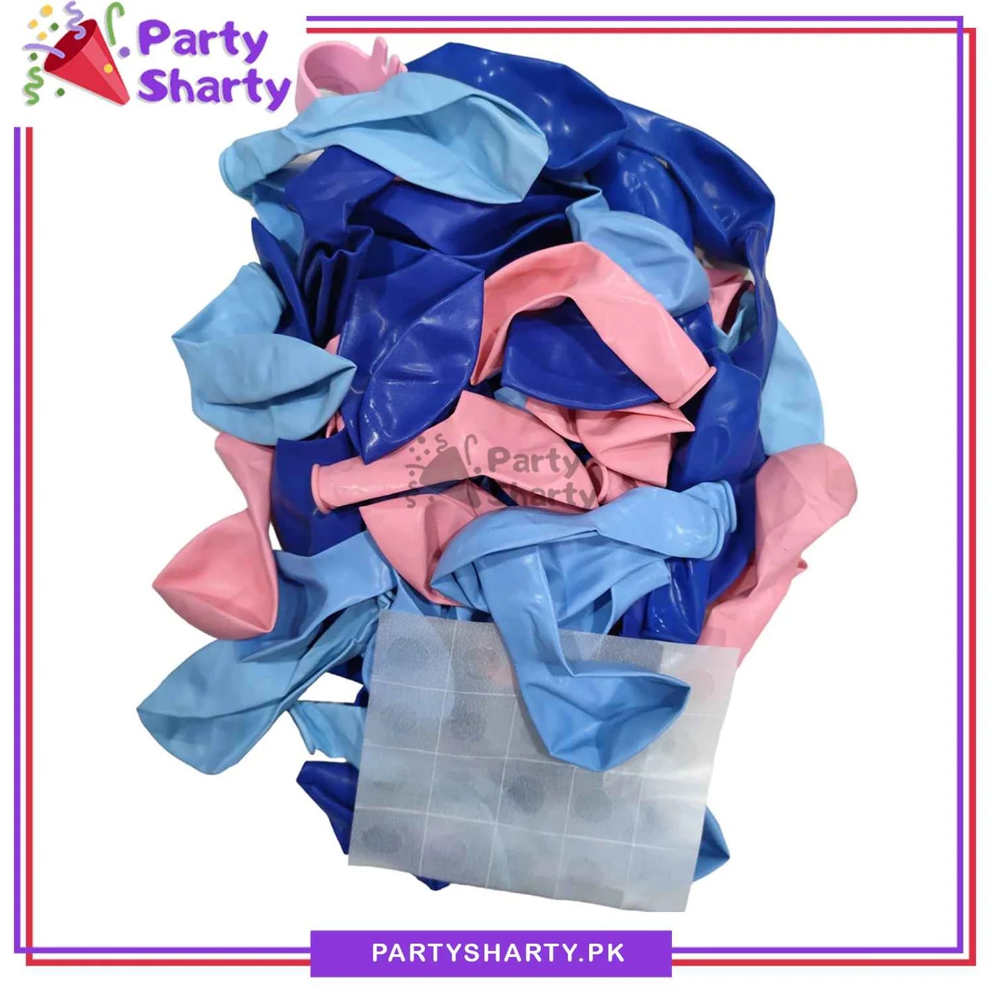 86pcs Dark Blue, Baby Blue & Baby Pink Balloon With Exploding Star Foil Garland Arch Kit For Decoration