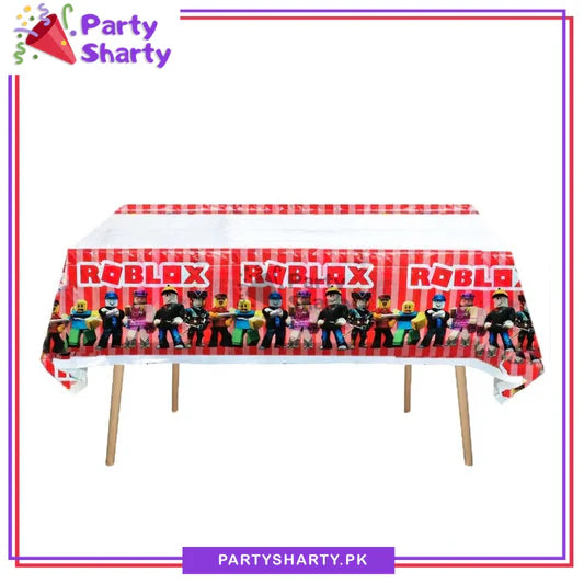 D-2 Roblox Theme Table Cover for Roblox Robot Birthday Party Table Decoration