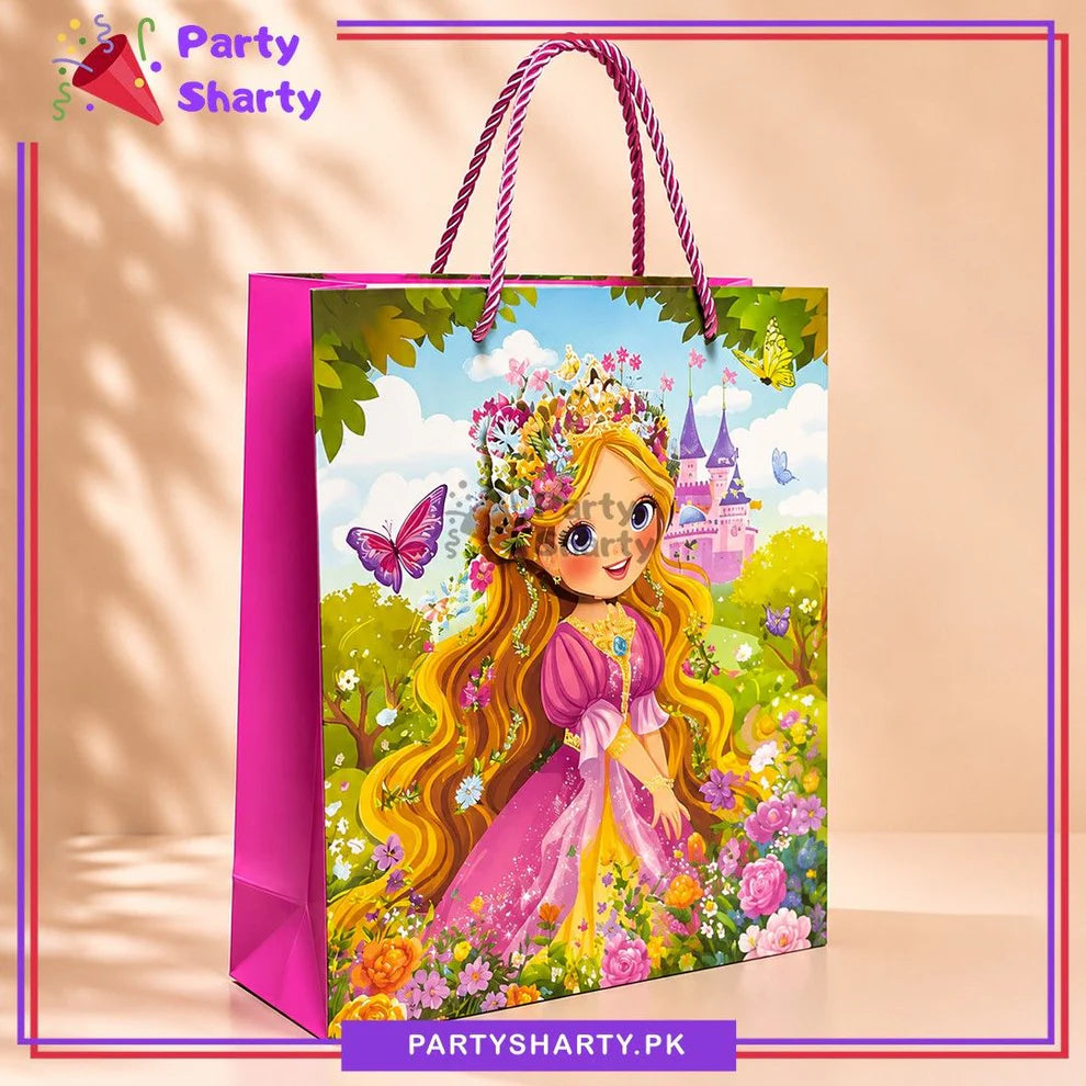 3D Little Princess with Floral Crown and Garden Printed Design Gift Bag